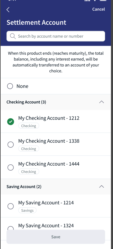 Accounts list